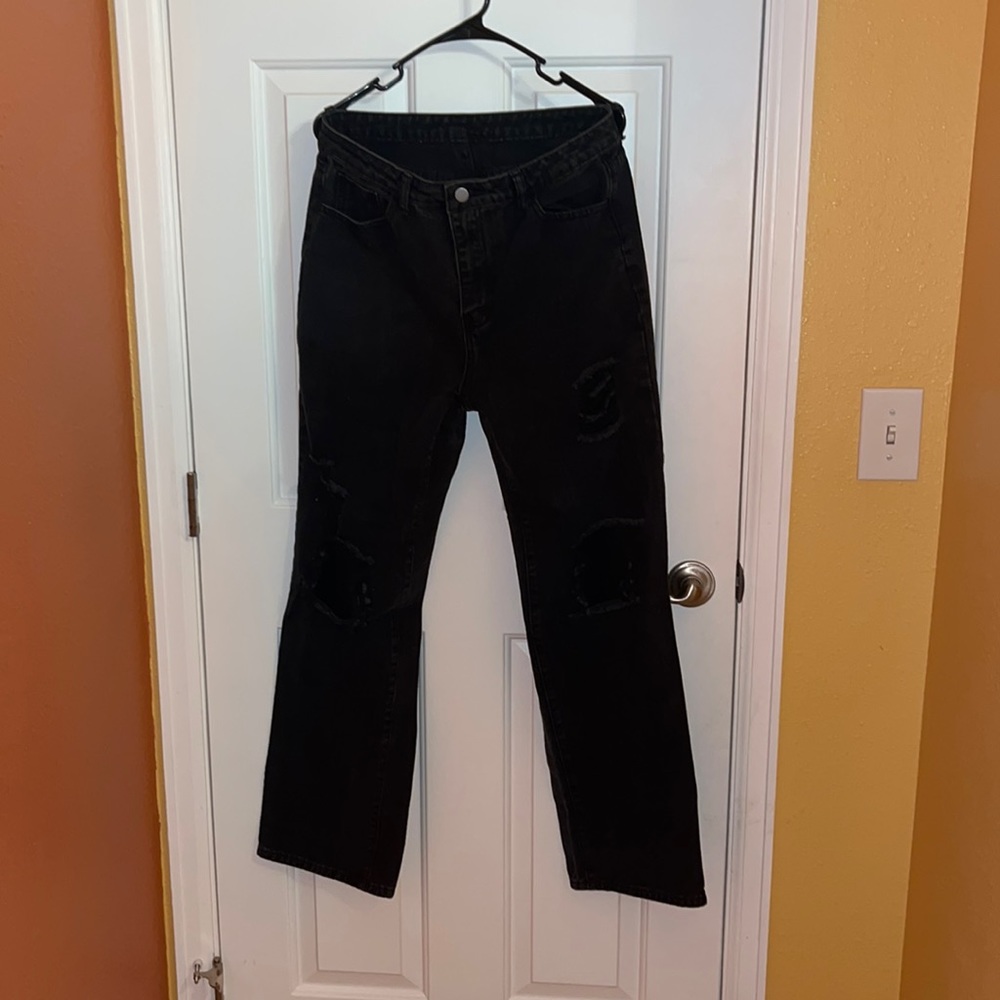 Black Mom Jeans with Holes
